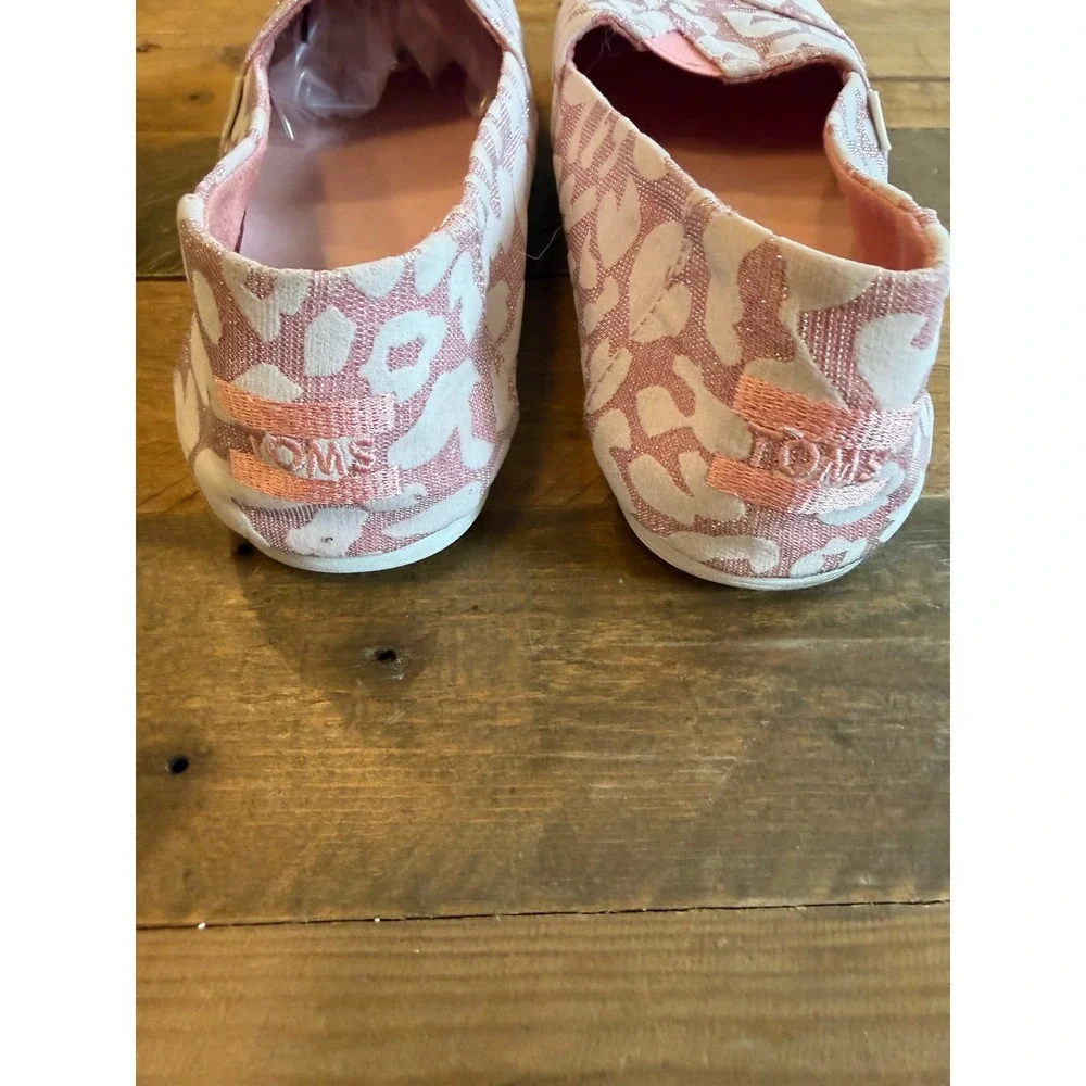Toms Classic Alpargata Pink Leopard Cheetah Sparkle Canvas Slip On Shoes W9.5